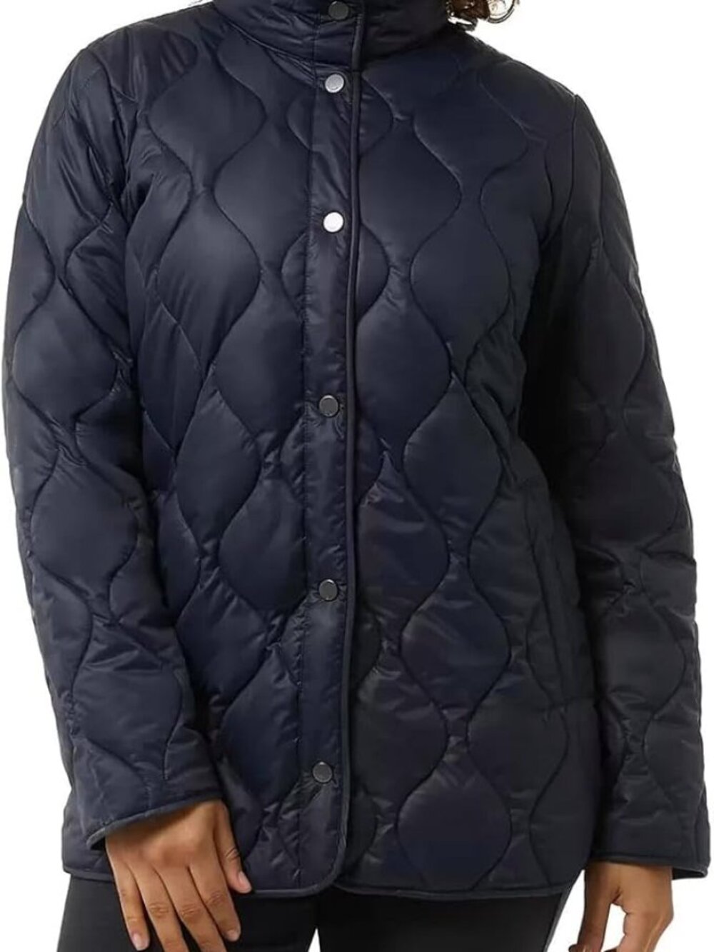 32 Degrees Heat Women’s Quilted Snap Jacket – Navy –Medium